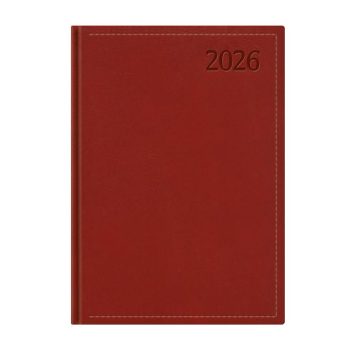 Traditional A4 heti határidőnapló bordó - 2026