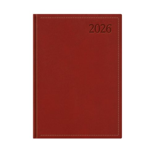 Traditional B5 heti határidőnapló bordó - 2026