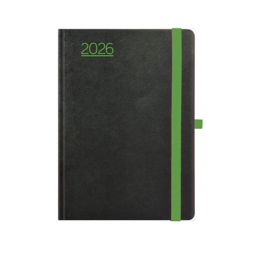 Nero A5 napi határidőnapló fekete-zöld - 2026