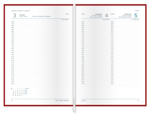 Traditional A5 napi határidőnapló fekete - 2026