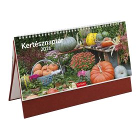 Kertész asztali naptár bordó álló táblával - 2026