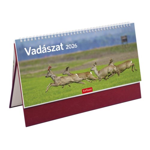 Vadászat asztali naptár bordó álló táblával - 2026