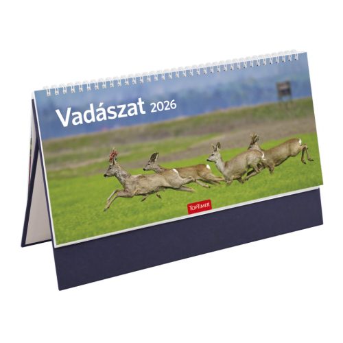 Vadászat asztali naptár kék álló táblával - 2026