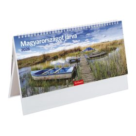   Magyarországot járva asztali naptár fehér álló táblával - 2026