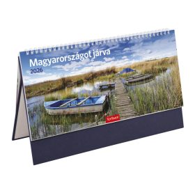   Magyarországot járva asztali naptár kék álló táblával - 2026