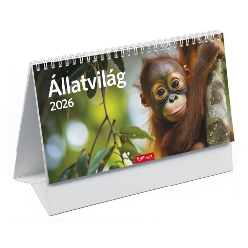 Állatvilág asztali naptár fehér álló kartontáblával - 2026