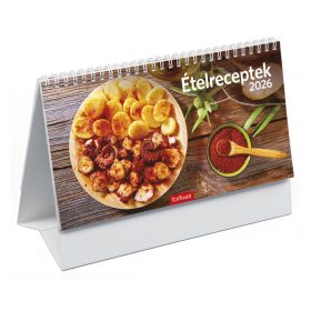   Ételreceptek asztali naptár fehér álló kartontáblával - 2026
