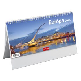   Európa asztali naptár fehér álló papírtáblával - 2026