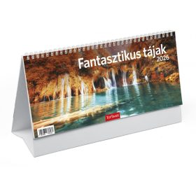   Fantasztikus tájak asztali naptár fehér álló kartontáblával - 2026