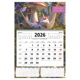 D076 Diák falinaptár unikornis 2026-2027