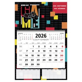 D076 Diák falinaptár gamer 2026-2027