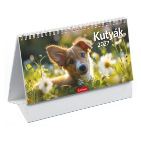   Kutyák asztali naptár fehér álló kartontáblával - 2027